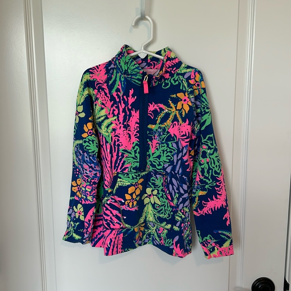 Lilly Pulitzer Girls Little Skipper Popover Indigo All A Glow L (8-10)